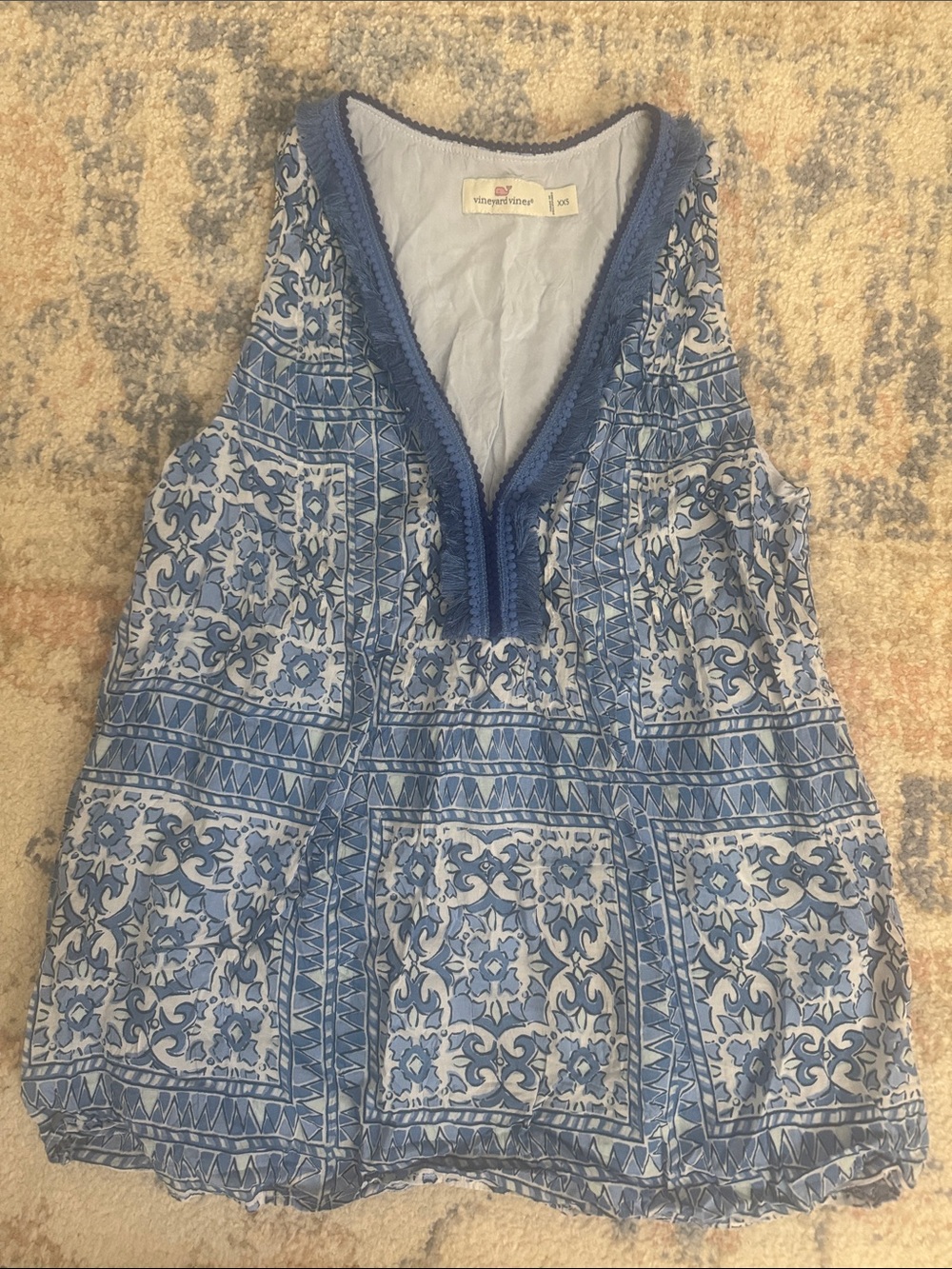 Vineyard Vines Blue and White Printed V-Neck Sleeveless Camisole